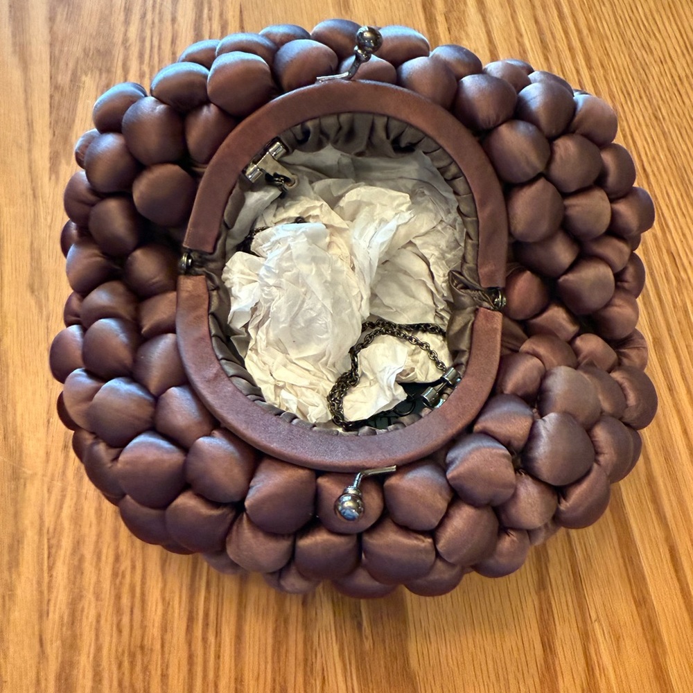 Marco Santi Brown Satin Clutch with Knot Design - Picture 4 of 8
